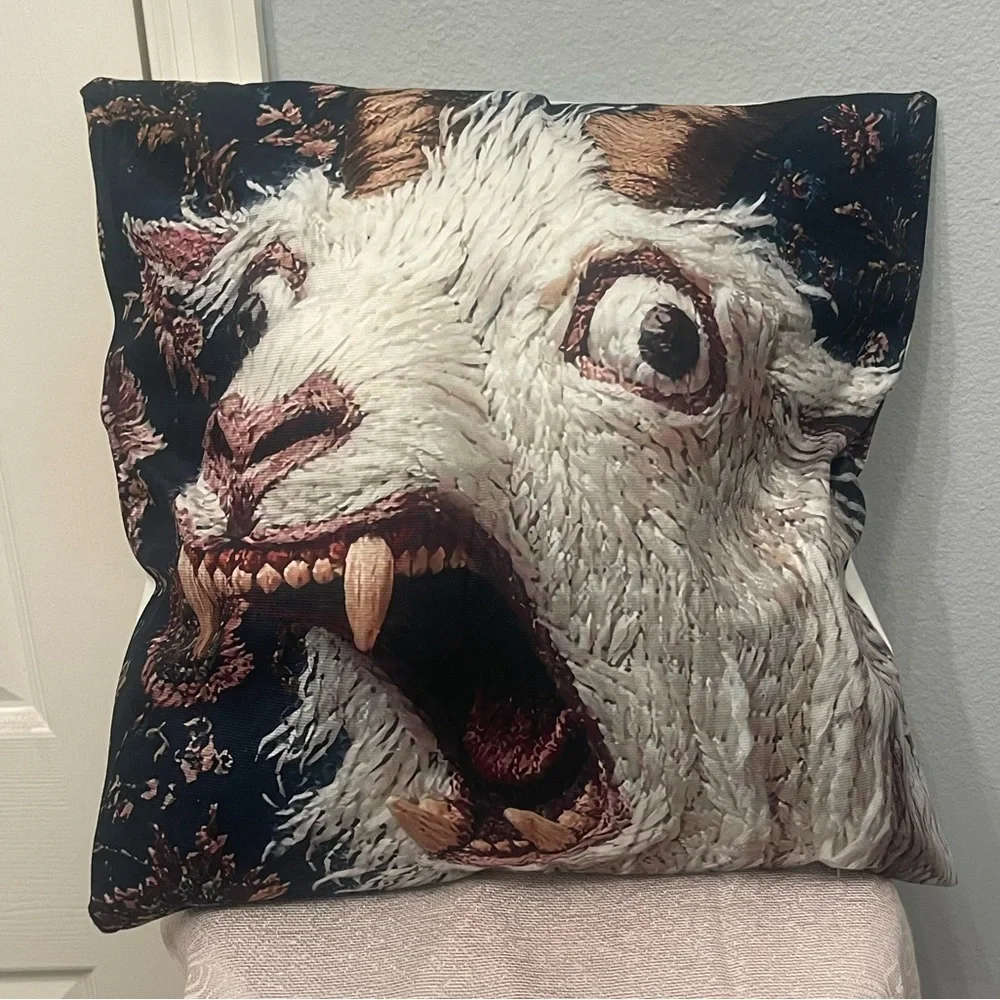 Novelty Screaming Goat Face Decorative Pillow